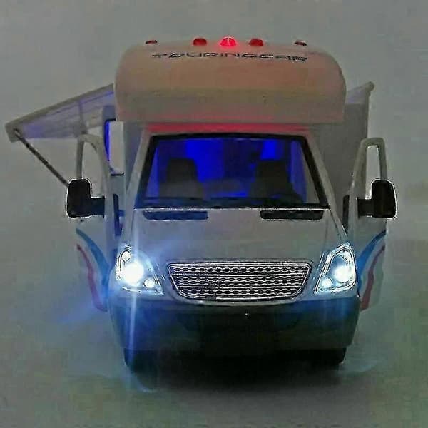 1:32 Rejse-autocamper camping fritid pop-up-boks indbyggede møbler lyd og lys træk tilbage alle 2025-FX-
