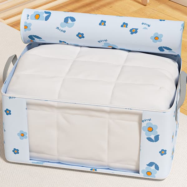 72L Clothes Storage Bag with Handle Stackable Dustproof Quilt Packing Bag for Home Beige Large Size Beige Large Size