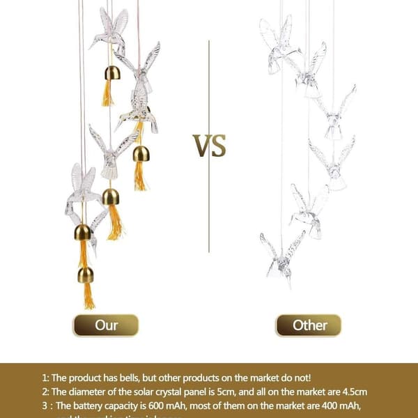 Solar Hummingbird Wind Chime Design with Bells