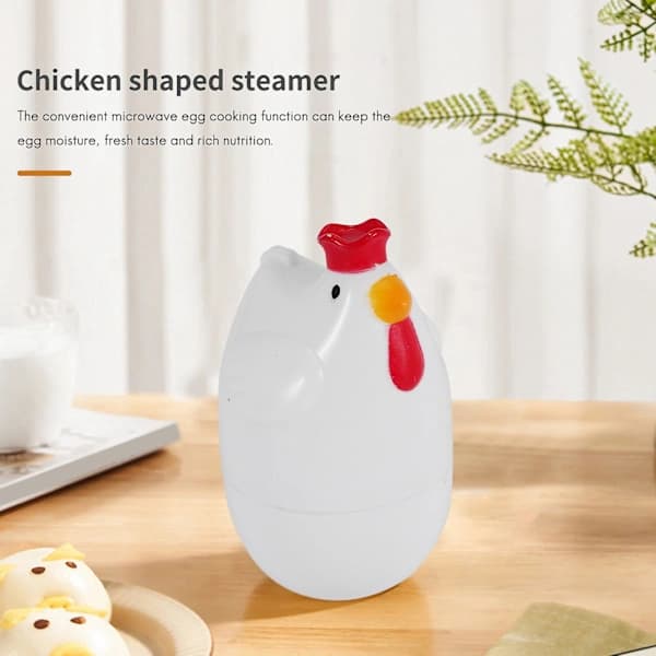 Chicken Shaped 1 Boiled Egg Cooker Steamer Mortar Microwave Egg Cooker Cooking Tool Kitchen Utensil Accessory Tool White