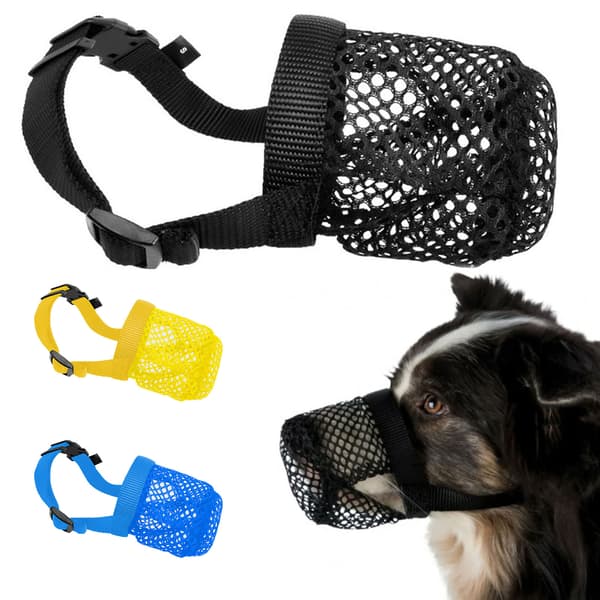 Dog Muzzle Anti-Chew Bite Barking Soft Adjustable Breathable Safety Mask Yellow M Yellow M