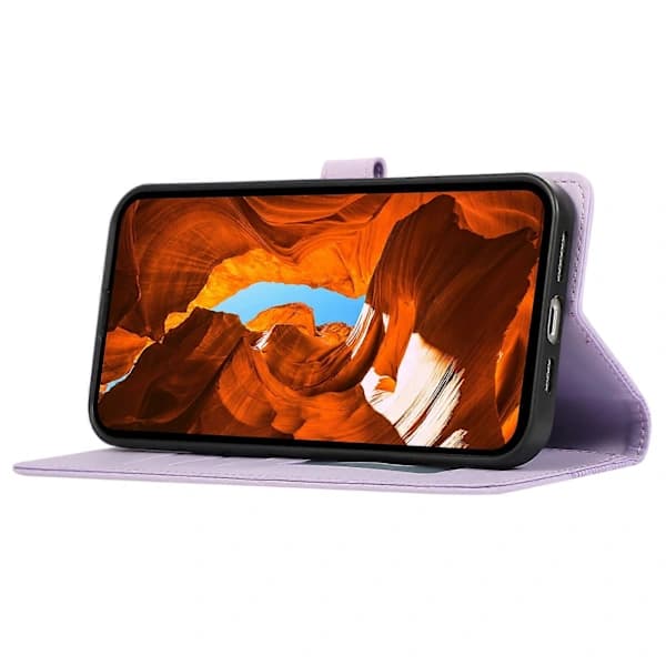 För iPhone 15 Pro Fodral Splitsad Präglad Rhombus Stötsäker Läder Telefonfodral