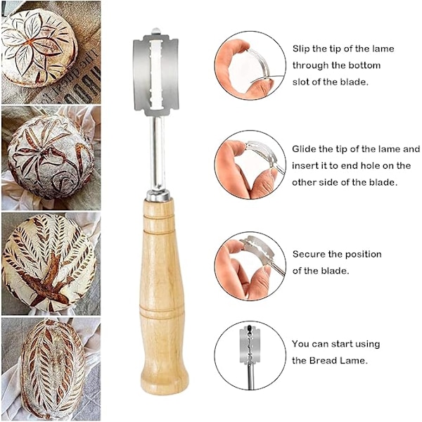 Bread Scoring Tool, Bread Knife, Bakery Knife, Scoring Knife with 5 Blades, for Baking, Slashing, Rye Bread Patterns -FA6-