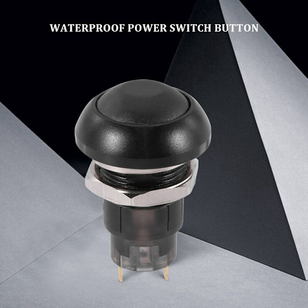On-Off Waterproof Latching Push Button Switch 12Mm Spst 2A IP67, Black