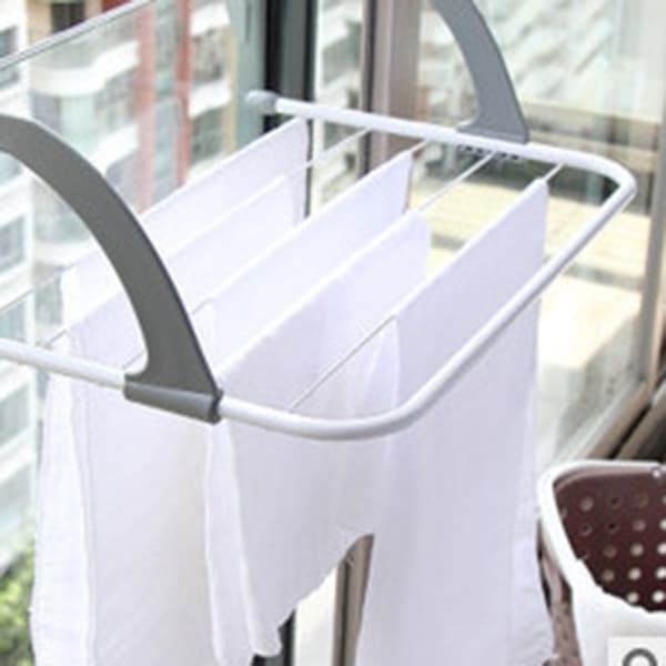Portable Clothes Drying Rack Multifunctional Foldable Hanging Drying Rack for Balcony Railings Window Sills Grey