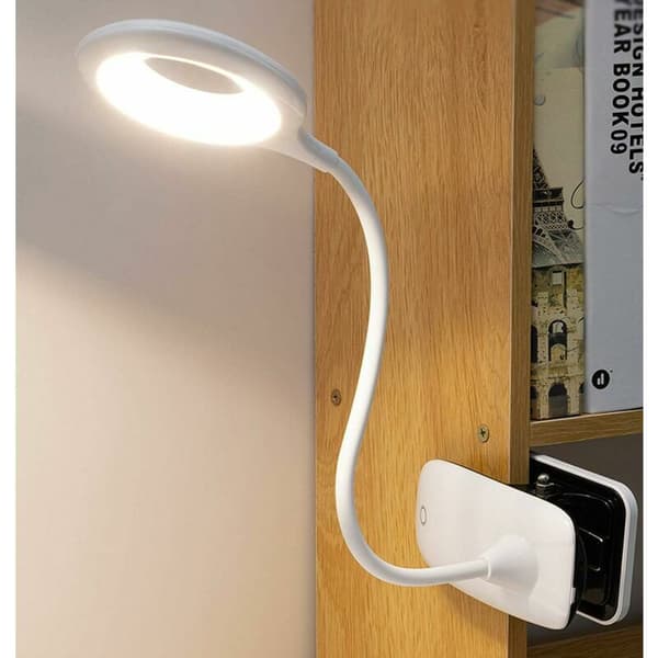 LED-læselampe 3 farver og 3 touch-lysstyrke dæmpbar sengelampe trådløs LED-klemme på sengelæselampe til børneværelse natbord