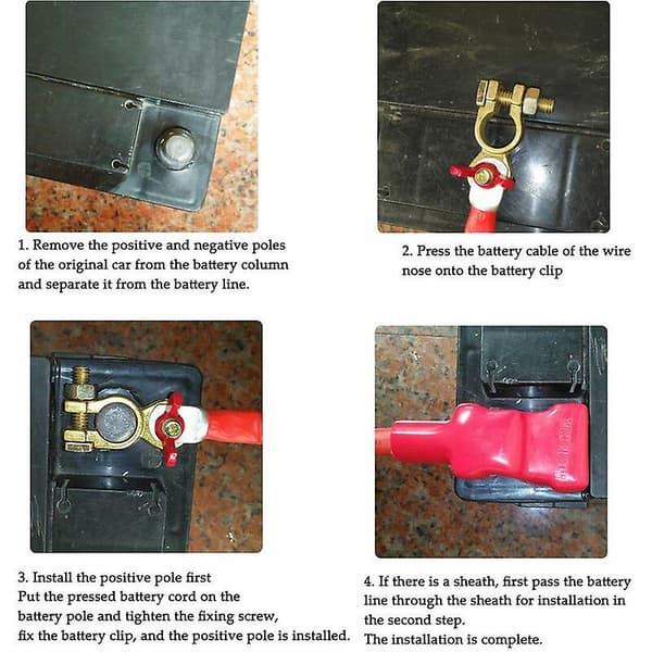 12V/24V Battery Clamp, Battery Terminals with Wing Nut, Thickened Battery Connector (1 Pair) Fonepro