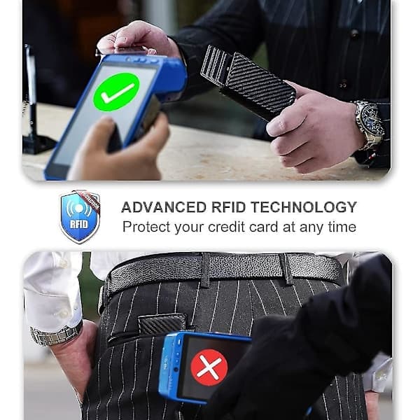 pc. Herrepunge, slank pung med RFID-beskyttelse, pengeklemme, minimalistisk pung til mænd