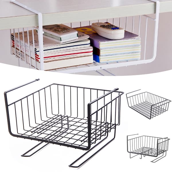 Metall Hängande Korg Under Skåp Trådkorg Små Föremål Organizer för Hemma White White