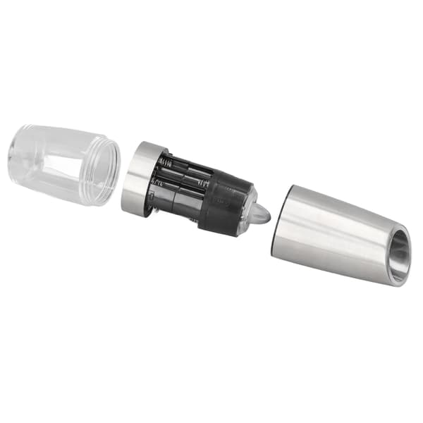 Salt and Pepper Grinder Electric Stainless Steel Gravity Sensor Adjustable Automatic Pepper Mill for Pepper Vanilla Silver