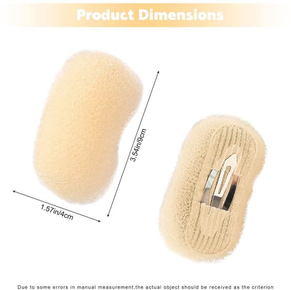 Usynlig fluffy hårklemme, 2 dele, til perfekte puff- og knoldfrisurer, til kvinder og piger, beige