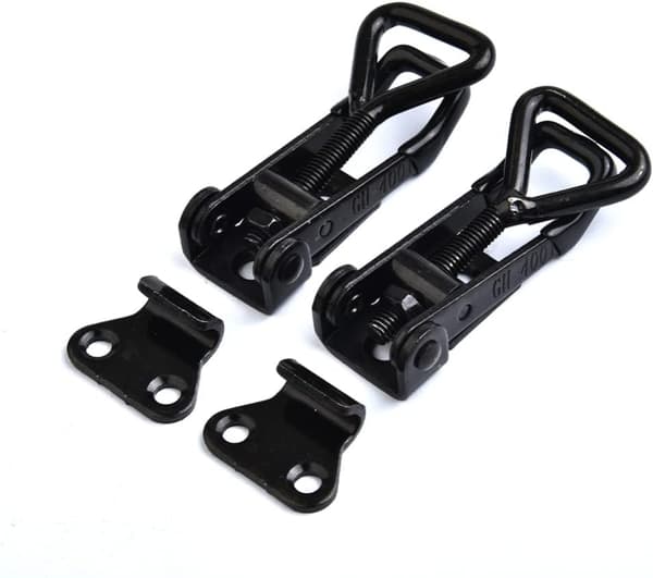 2-pack metallspännen, lådförslutningsspänne spännklämma justerbart spänne snabbkoppling (svart 2 st)