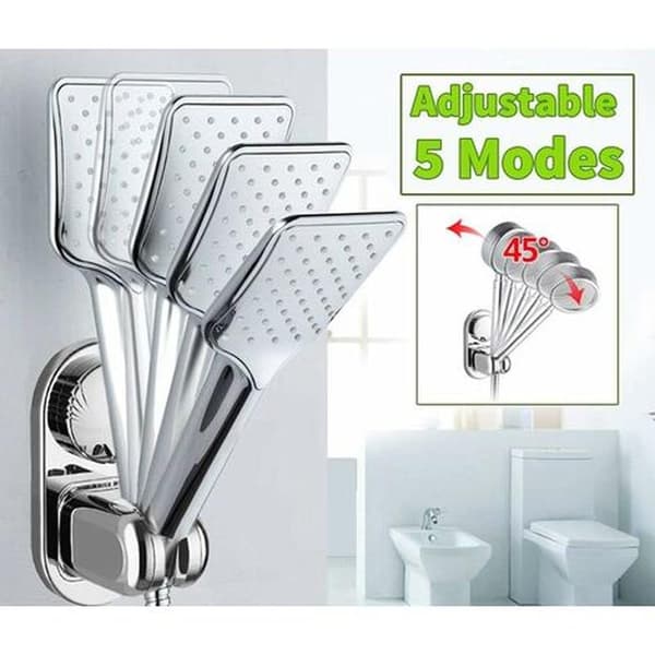 Suction Cup Shower Holder, Strong Suction, 5-Position Adjustable Angle, Wall-Mounted Handheld Shower Holder