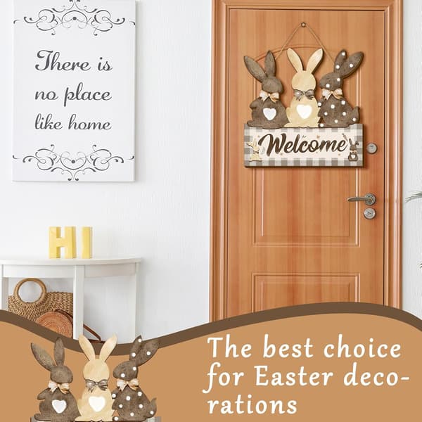 Easter Bunny Welcome Door Hanging Decoration 30x30cm Cute Rabbit Spring Home Decor