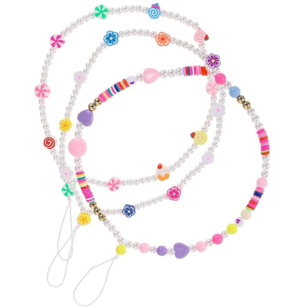 Phone Lanyard Strap Mobile Phone Accessory Pearl Bracelet Gift 3pcs