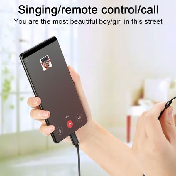 USB C til 3,5 mm lydadapter flettet Type C hann til hodetelefoner svart