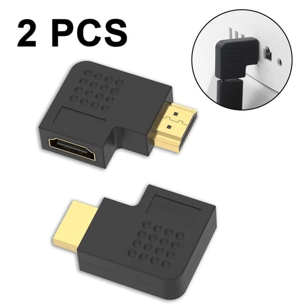 VCE 2-pack HDMI Angle Adapter 4K HDMI Angle Connector 90 Degree Right Angle