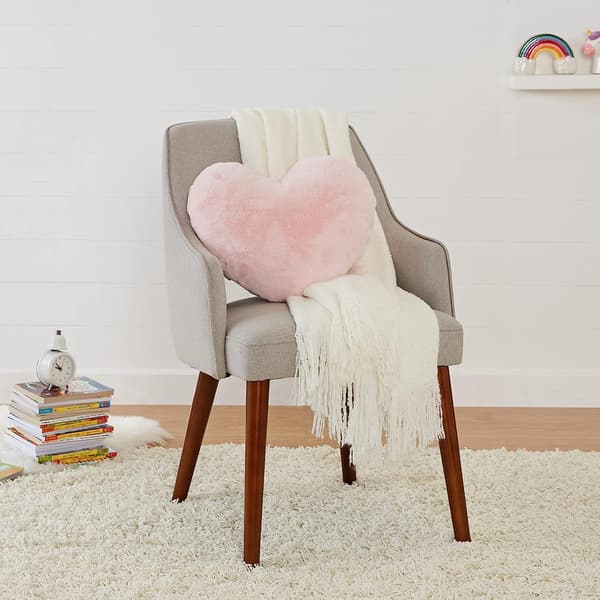 Dekorativ pute i polyester, 40x52 cm, rosa hjerte