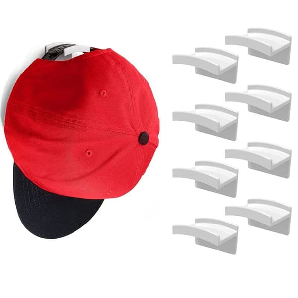 JP Modern White Adhesive Hat Hooks, 16 Pack - Minimalist Design, No Drilling, Hat Hangers - US Patent Pending