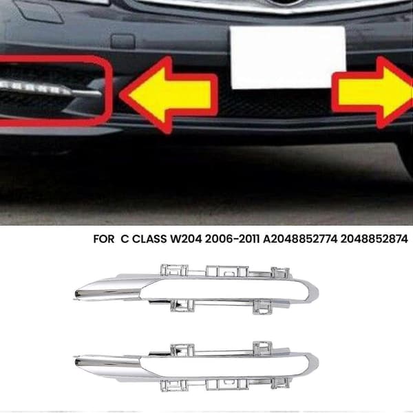 1 Pair Front Daytime Running Light Fog Light Chrome Trim for C-Class W204 2006-2011 A2048852774 2048