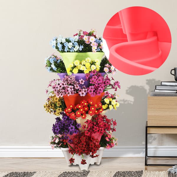 PP Stereoscopic Four-Leaf Flower Pot Strawberry Pot Multi-Layer Stacking Pot for Growing Vegetables and Melon Fruits