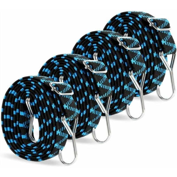 Flade elastiske spændebånd med kroge 2M, justerbar elastisk bungee-rem med metalkrog, elastisk reb til bagage, bred elastisk flytterem til cykel