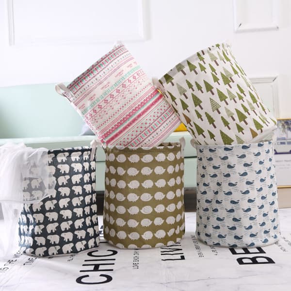 Whale Pattern. Mesh Laundry Hamper and Bag - Foldable Storage Container - Dirty Clothes Basket with Handles - Waterproof Interior - Cute Design