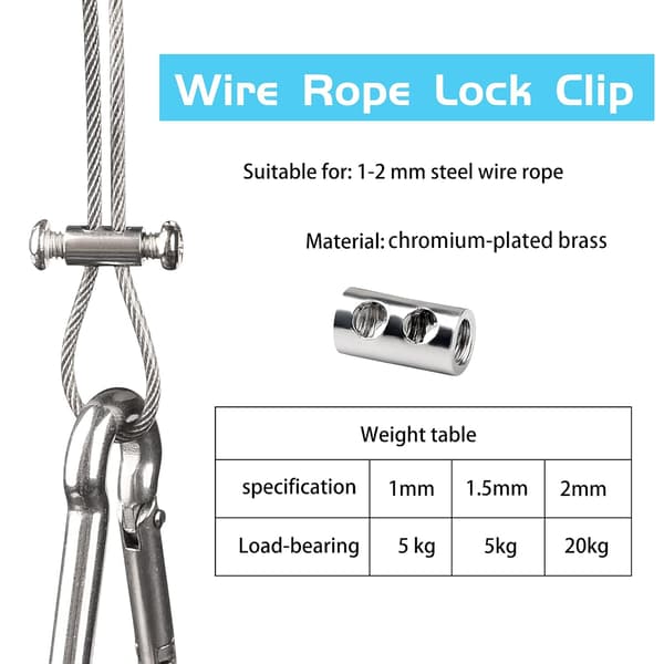 Wire Rope Clips til 1-2 mm diameter formet wire rope clip, 10 stk. wire rope grip, erstatning for loop sleeve