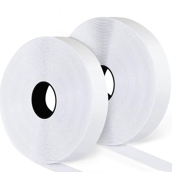 Borrelås med selvklebende tape, hvit