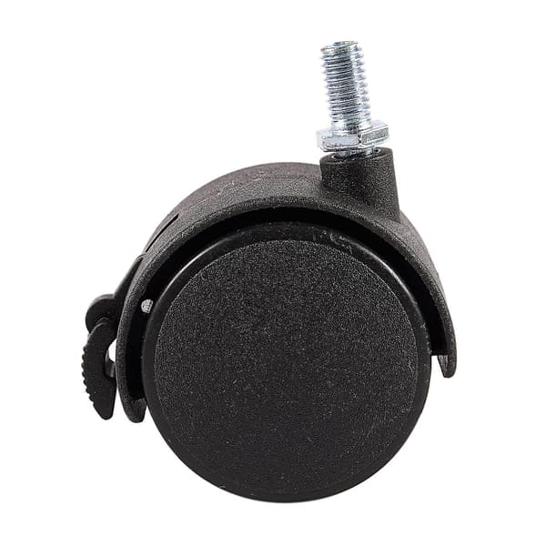 Møbeldrejbart låsbart hjul med 8 mm skruestamme, 2-tommer diameter, sort