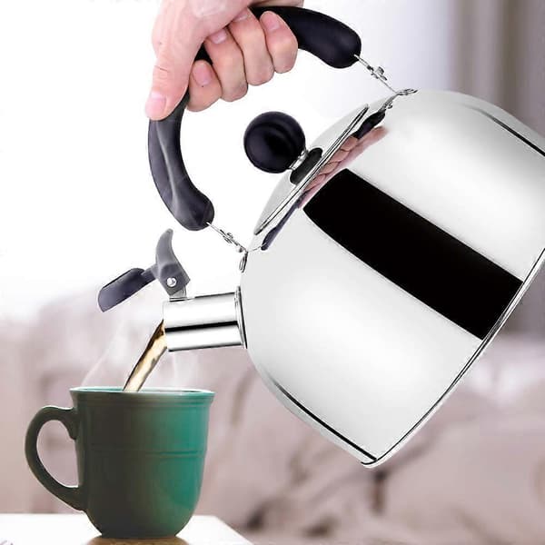 Tekande til komfur, fløjtende tekande, tekander i rustfrit stål, 4,3 qt (4 liter) stor kapacitet med kapselbund