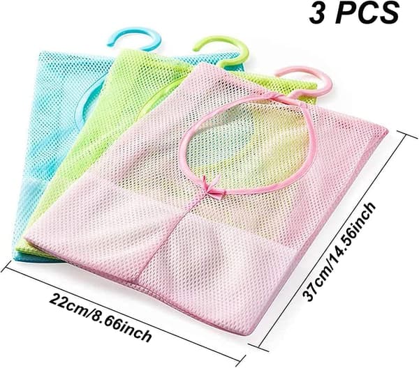 Mesh Clothespin Bag 3 pcs Mesh Bag Basket Laundry Hanging Bag Mult