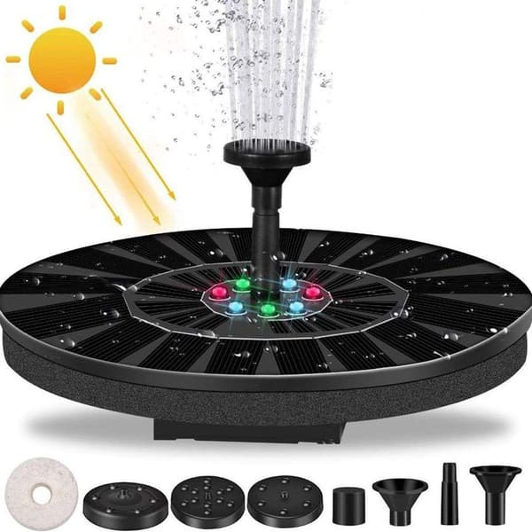 Aurinkokennolähde LED-valolla, kelluva suihkulähde