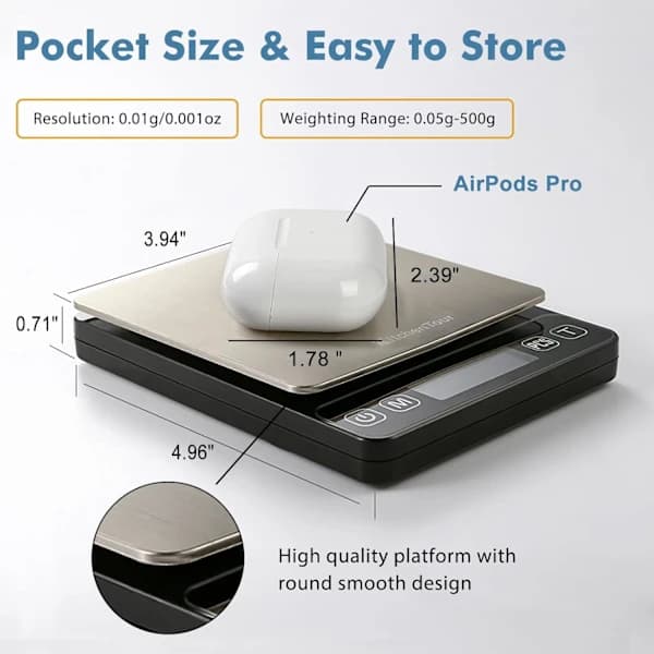 Digital Kitchen Scale - 500g/0.01g High Precision Scale for Jewelry