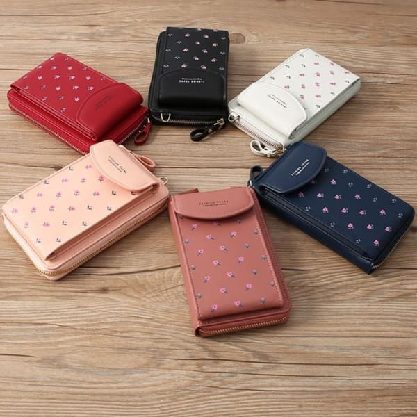 Printed Mobile Phone Bag, Floral Women's Multifunctional Diagonal Bag, Multi-Card Shoulder Bag