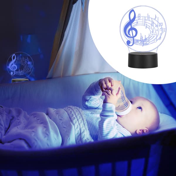 3D Musiknode LED-lampe USB Touch Bordlampe Natlampe Farveskift