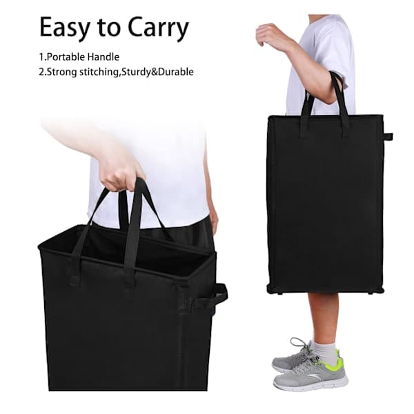 2-pack Slim Laundry Basket, Foldable Laundry Hamper, Thin Storage for Dirty Clothes, Slim Foldable Laundry Bag, Space-Saving Basket Black Black