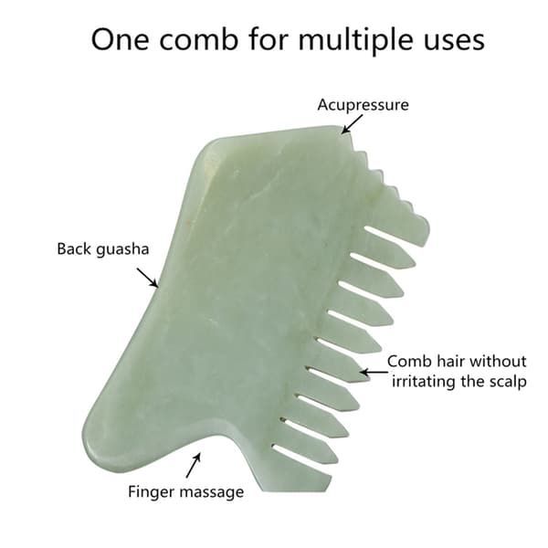 Stone Guasha Comb Natural Scraping Scalp Massage Comb Hair Comb