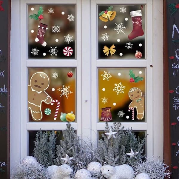 Jul fönsterdekaler, väggdekaler för sovrum, vardagsrum, hem, juldekoration