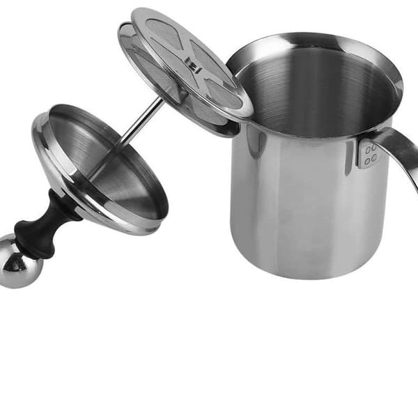 Mælkeskummer, 400 ml manuel mælkeskummer i rustfrit stål KLB