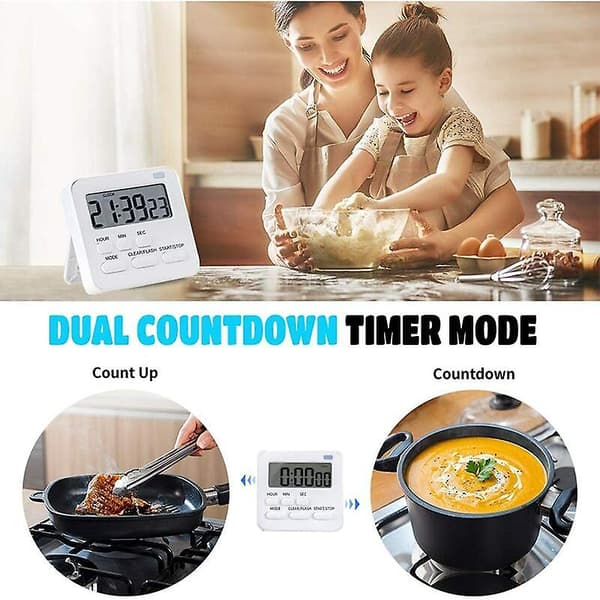 Timer, Køkkentimer Digital Timer med Stopur og Nedtællingsfunktion, Køkkenvækkeur Æggetimer, Digital Magnet Timer LCD-Display til Børn og
