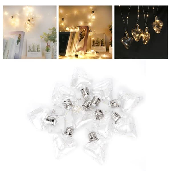 4.8m Long String Lights with 10 Beautiful Heart Lamps and 100 Copper Wire LEDs KLB