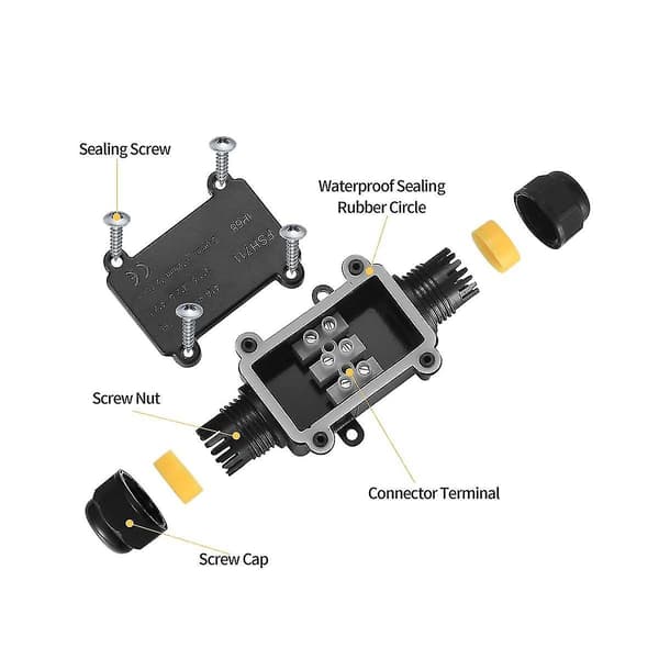 Ip68 Waterproof Terminal Block, 3-Way Outdoor Electrical Connections, Cable Pa9, External Sleeve Protection