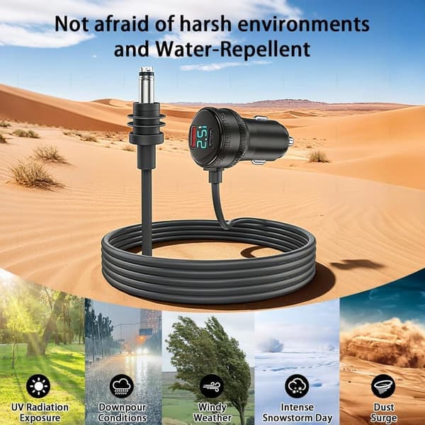 Portable Power Supply for Starlink Mini – 12V Car Adapter with Long Cable – Charges Both Device and Terminal Simultaneously