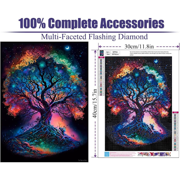 #DIY Diamantmaleri Sæt, 12x16 tommer, Livets træ#