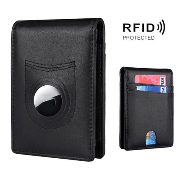 Tracker RFID-korthållare i läder, plånbok för män för AirTag (enfärgad)