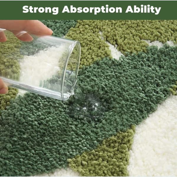 Bathroom Mat, Absorbent Non-Slip Soft and Skin-Friendly Bathroom Mat Green Leaf Pattern 45x65 cm, from DEBUNS