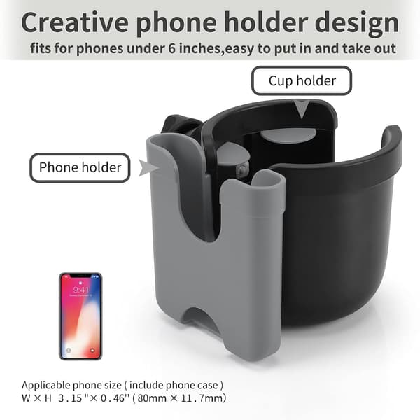 Koppholder med telefonholder, sykkelkoppholder, 2-i-1 universell