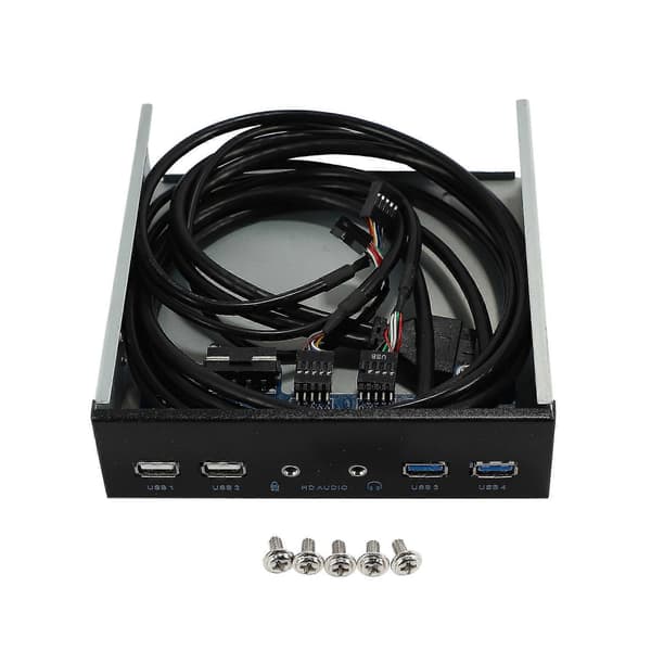 5,25 tommers intern frontpanel USB-hub for stasjonær PC, 2 porter USB 3.0 og 2 porter USB 2.0 med HD