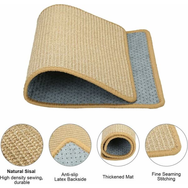 Cat Scratch Mat, Natural Sisal Woven Scratch Mat Non-Slip Practical Claw Care Toy Cat Mat Protects Carpets and Sofas 40x60cm Brown